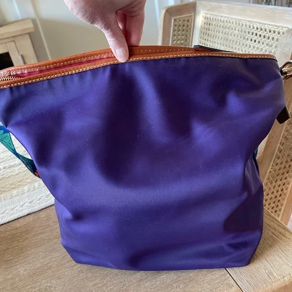 Dooney & Bourke Nylon Wayfarer Hobo - Plum/Purple with Floral Strap - Picture 3 of 14